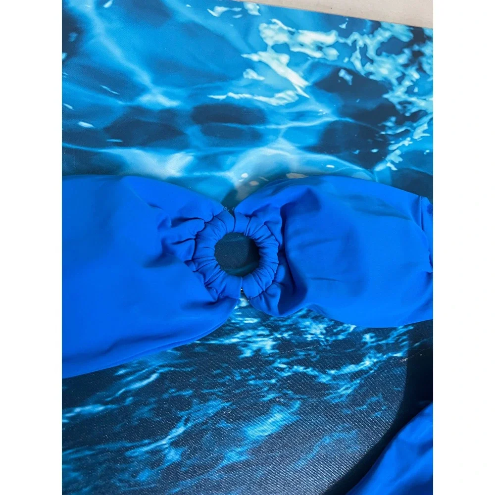 ☀️Zaful Blue O-Ring Bandeau Bikini Set High Cut Swimsuit NWT